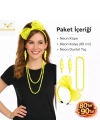 80’ler 90’lar Neon Sarı Parti Seti – Kolye Küpe Taç