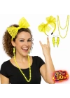 80’ler 90’lar Neon Sarı Parti Seti – Kolye Küpe Taç