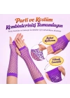 80’ler 90’lar Retro Mor File Parmaksız Eldiven 26 Cm