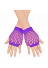 80’ler 90’lar Retro Mor File Parmaksız Kısa Eldiven 11 Cm