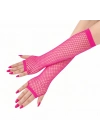 80’ler 90’lar Retro Neon Fuşya Şeker Pembesi File Parmaksız Eldiven 26 Cm