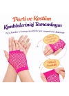 80’ler 90’lar Retro Neon Fuşya Şeker Pembesi File Parmaksız Kısa Eldiven 11 Cm