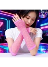 80’ler 90’lar Retro Neon Pembe File Parmaksız Eldiven 26 cm