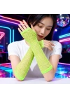 80’ler 90’lar Retro Neon Yeşil File Parmaksız Eldiven 26 cm