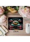 80’ler Stili Neon Telefon Tasarımlı Mousepad - 19x23 cm 2 mm Dikdörtgen İthal Baskılı Mouse Pad