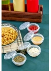 9 Lu Yelpaze Kapaklı Şeffaf Mini Sosluk - Ketçap Mayonez Kabı- Kahve Yanı Şeker Lokumluk