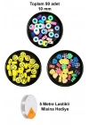 90 Adet 10 mm Polimer Kil Fimo Boncuk Takı Bileklik + 5 Metre Misina Hediye - Smile - Kalp - Nazar