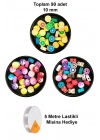 90 Adet 10 mm Polimer Kil Fimo Boncuk Takı Bileklik + 5 Metre Misina Hediye - Yin Yang - Karışık - Limon
