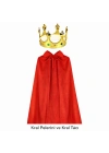 90 cm Kral Pelerini ve Altın Kral Tacı Seti