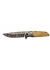 A2150c Kahve Kamp Çakısı 21cm- Manuel, Ahşap İşlemeli Sap,kemerlikli