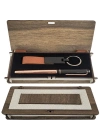 Ahşap Kutulu Bakır Kalem Anahtarlık Set