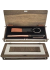 Ahşap Kutulu Set Bakır Roller Kalem Ve Anahtarlık