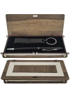 Ahşap Kutulu Siyah Kalem Ve Anahtarlık Set