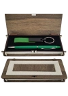 Ahşap Kutulu Yeşil Anahtarlık Ve Kalem Set