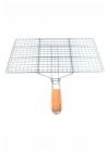 Ahşap Saplı Mangal Izgarası Galvanizli Paslanmaz Kafes Demir 30 x 40 cm