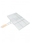 Ahşap Saplı Mangal Izgarası Galvanizli Paslanmaz Kafes Demir 32 x 42 cm