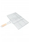 Ahşap Saplı Mangal Izgarası Galvanizli Paslanmaz Kafes Demir 32 x 42 cm
