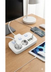 ® Akım Korumalı 2500W Güçlü 3 USB + Type-C Portlu Çoklu Priz | Hızlı Şarj, Çocuk Kilidi, 2 METRE