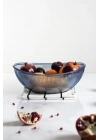 Akrilik Barok Lacivert Büyük Oval Meyve & Salata Kasesi & Karıştırma Kabı / 3,3 Lt  (CAM DEĞİLDİR)