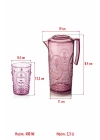 Akrilik Mürdüm Sürahi 2,3 lt Ve 6lı & Su Meşrubat Kahve Yanı Bardağı 400 ml Seti ( Cam Değildir )