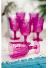 Akrilik Pembe 6lı Kadeh & Su Meşrubat Kahve Yanı Bardağı 450 ml ( Cam Değildir )