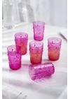 Akrilik Pembe 6lı Kısa Bardak & Su Meşrubat Kahve Yanı Bardağı 400 ml ( Cam Değildir )