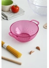 Akrilik Pembe Mini Pirinç Süzgeçi & Bakliyat Süzgeçi (3 SU BARDAĞI ÖLÇÜLÜ)