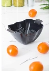 Akrilik Siyah Makarna Süzgeçi & Sebze Meyve Süzgeçi Siyah (32 * 23 Cm)