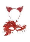 Alevin Zarafeti Kırmızı Dantel Maske Ve Taç Seti 4 No – Kadın Kostüm Tamamlayıcı