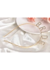 Altın Gold Renk Bekarlığa Veda Kristal Taş Bride Tacı İthal 16x10 Cm