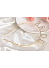Altın Gold Renk Bekarlığa Veda Kristal Taş Bride Tacı İthal