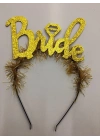 Altın Renk Bekarlığa Veda İtalik Yazı Alyanslı Bride Taç