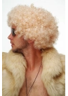 Altın Renk Kıvırcık Afro Bonus Peruk Saç Parti Peruğu Platin Gold