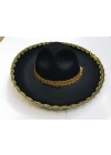 Altın Renk Şeritli Meksika Mariachi Latin Şapkası 55 Cm Çocuk