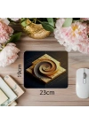 Altın Spiral ve Bloklu Minimalist Mousepad - 19x23 cm 2 mm Dikdörtgen İthal Baskılı Mouse Pad