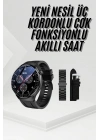 Amoled Ekran Metal Deri Silikon Kordonlu Uyku ve Sağlık Takibi