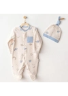 Andywawa AC25919 Romper Hat Set Dino Bebek Tulum Takım Beige