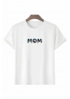 Anneler Günü Hediye Mom Çiçek Baskılı Oversize Bisiklet Yaka T-shirt - Beyaz