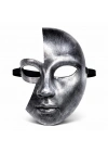 Antik Efektli Gümüş Yarım Yüz Plastik Parti Maskesi