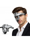 Antik Eskitme Gümüş Erkek Yarım Maske - Phantom & Balo Maskesi