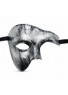 Antik Eskitme Gümüş Erkek Yarım Maske - Phantom & Balo Maskesi