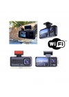 Araç Kamerası - 3 Kameralı Wifi Ön , İç Ve Arka Full Hd Dvr Araç İçi Ekranlı Kamera