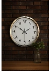 ® Arapça Rakamlı Krom 52 Cm Metal Duvar Saati