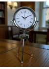 ® Asalet Krom Üç Ayaklı Metal Masa Saati