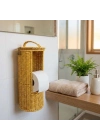 ®  Askılı Plastik Rattan Tuvalet Kâğıdı Standı – Hasır Görünümlü, Kapaklı, Yedekli WC Kâğıtlık, Banyo ve Tuvalet İçin Dekoratif Organizer