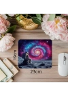 Ay Taşı Üzerinde Oturan Astronot Mousepad - 19x23 cm 2 mm Dikdörtgen İthal Baskılı Mouse Pad