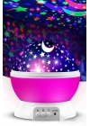 ® Ay ve Yıldızlı Gökyüzü Yansıtmalı Dönen Projeksiyon Gece ası- Çocuk Bebek Odası Pembe