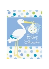 Baby Boy Stork Temalı Mavi Davetiye 8 Adet
