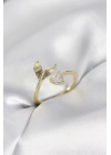 ® Balık Kuyruğu Model Gold Renk Zirkon Taşlı Kadın Yüzük