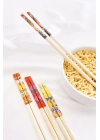 Bambu Chopstick Çubuk Yemek Çubuğu Yıkanabilir Tekrar Kullanılabilir (3 Çift- 6 Adet )